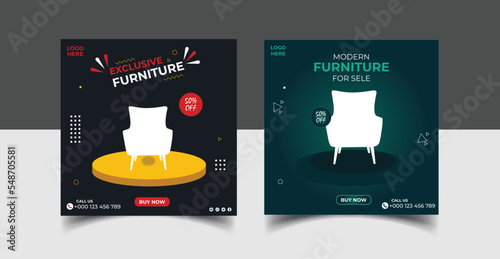 Furniture sale social media post banner template