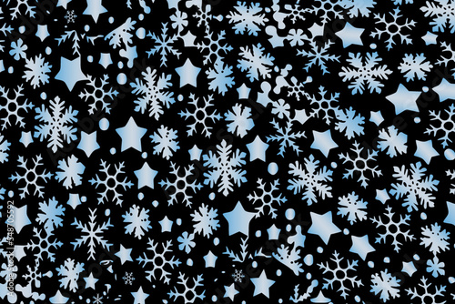 New Year decorative background with snowflakes and stars