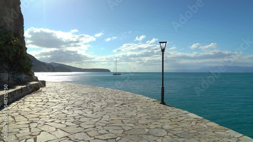 Cobble Stone Paved Road of Arvanitia Promenade in Nafplio photo