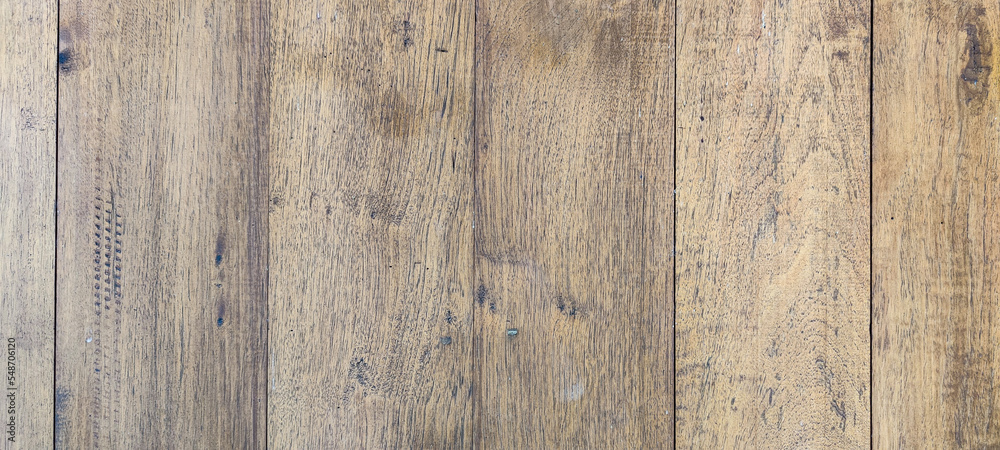 Natural wood floor texture. Wood prank with worn out surface. Teak
