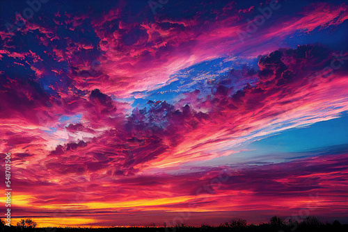 Picture of sunset with beautiful pink clouds