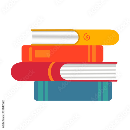 Cartoon closed stack book. Vector illustration of stack of books, educational textbook from bookshelf isolated on white