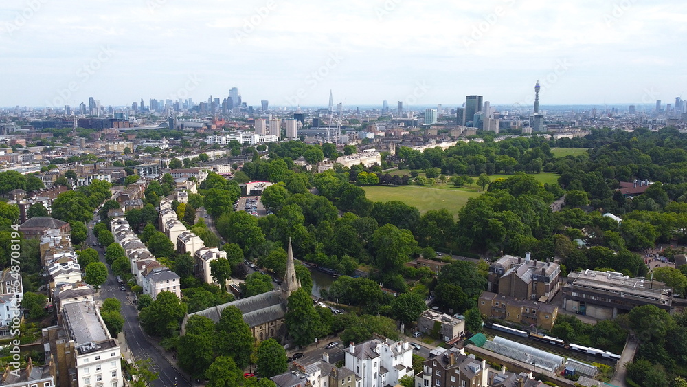 Fototapeta premium Primrose hill London , drone aerial view .