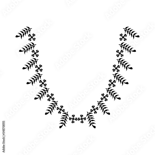 Neck line embroidery design with flowers.Vector design for collar t-shirts and blouses.Vector embroidery ethnic flowers neck pattern. embroidery print texture flower arrangement leaves.