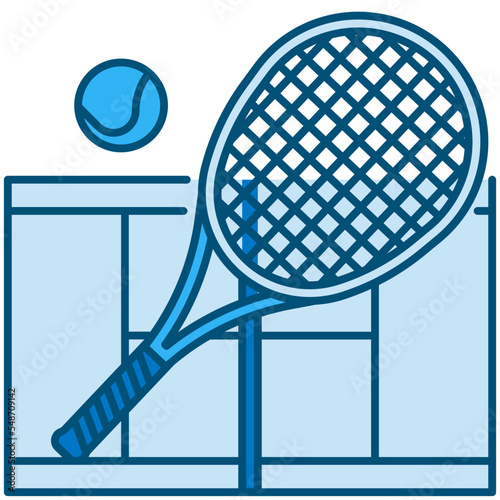 tennis courts blue line icon