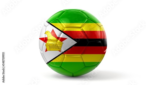 Zimbabwe - national flag on soccer ball - 3D illustration