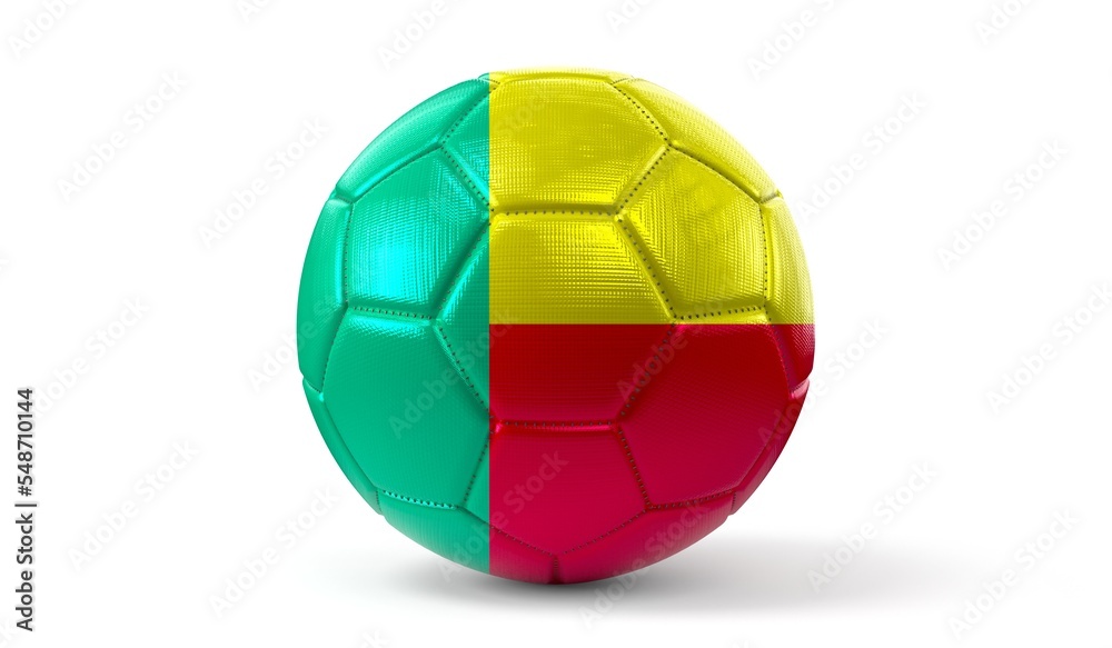 Benin - national flag on soccer ball - 3D illustration