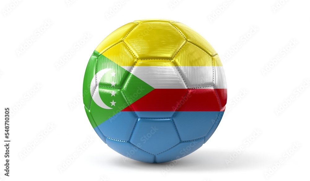 Comoros - national flag on soccer ball - 3D illustration
