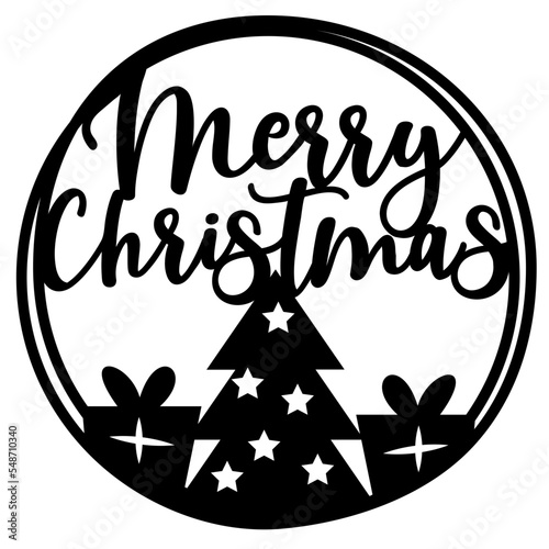 Merry christmas cake topper svg, Round ornament for cut