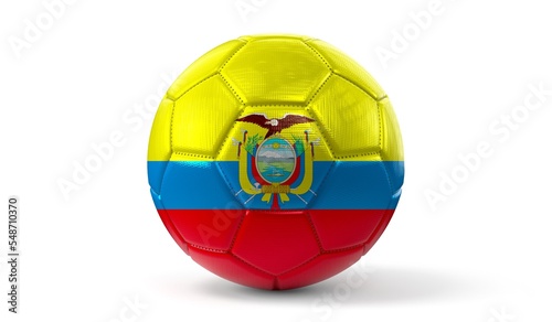 Ecuador - national flag on soccer ball - 3D illustration