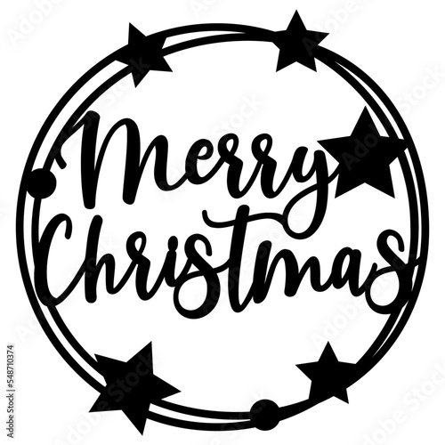 Christmas round ornament svg, Merry christmas cake topper svg for cut