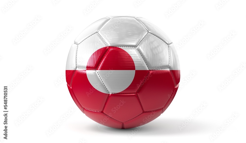 Fototapeta premium Greenland - national flag on soccer ball - 3D illustration
