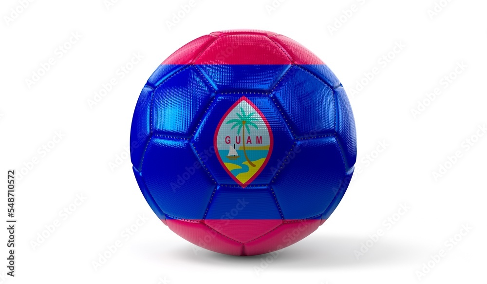 Guam - national flag on soccer ball - 3D illustration