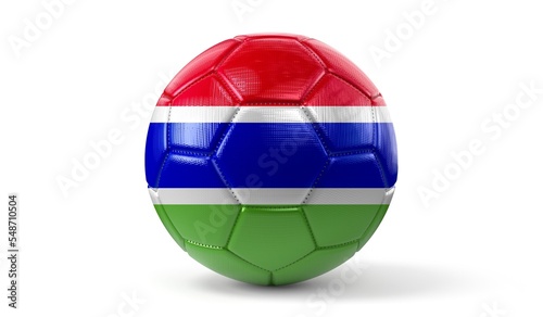 Gambia - national flag on soccer ball - 3D illustration