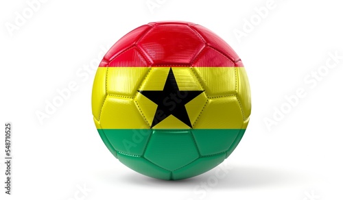 Ghana - national flag on soccer ball - 3D illustration