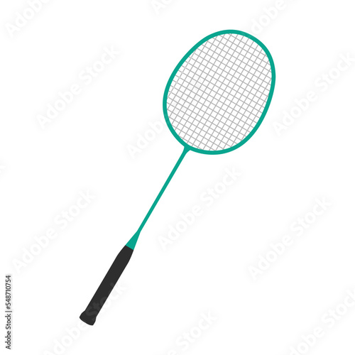 Badminton racket. Sport object or equipment flat vector illustration. Tennis, ping pong and badminton rackets, golf stick isolated on white