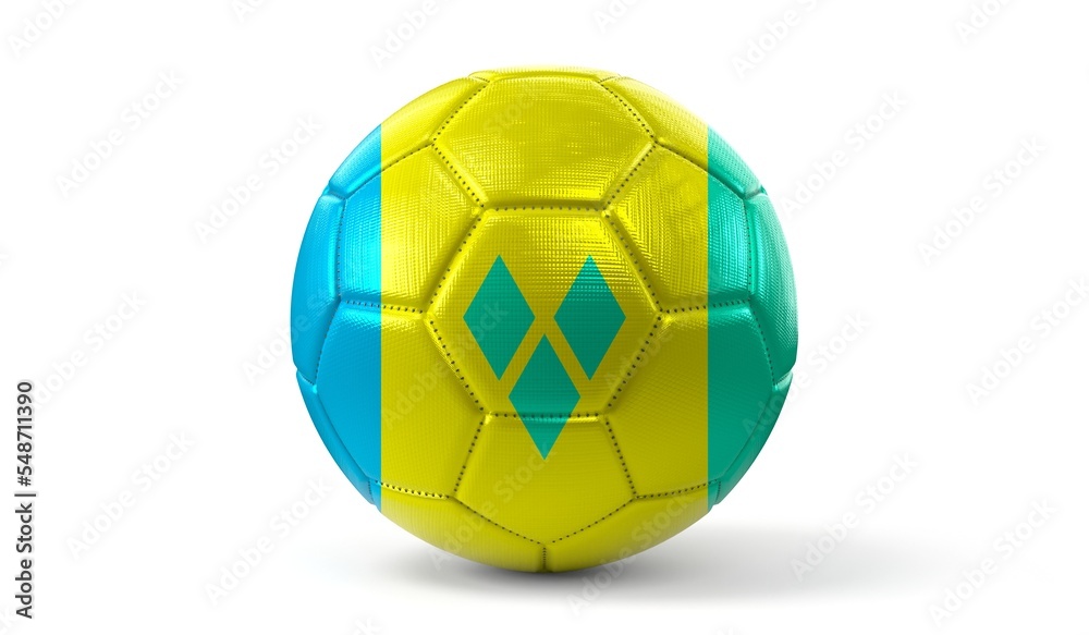 Saint Vincent and the Grenadines - national flag on soccer ball - 3D illustration