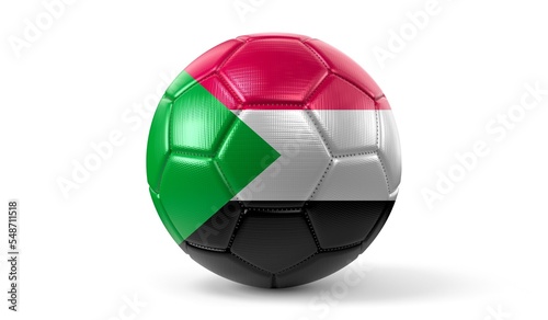Sudan - national flag on soccer ball - 3D illustration