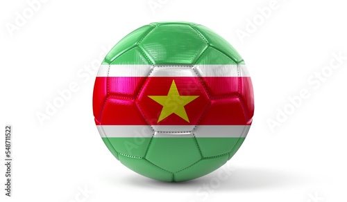 Suriname - national flag on soccer ball - 3D illustration