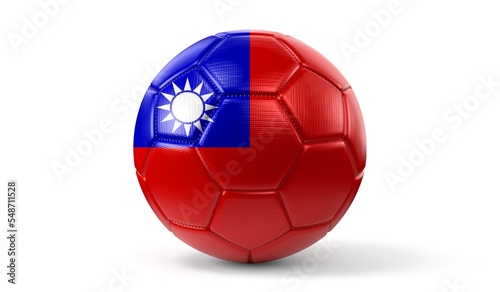 Taiwan - national flag on soccer ball - 3D illustration