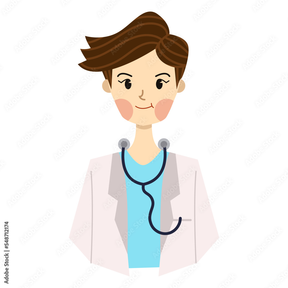 Half Body Male Use Stethoscope Medical Worker Illustration Half Body Male Use Stethoscope Medical Worker Illustration