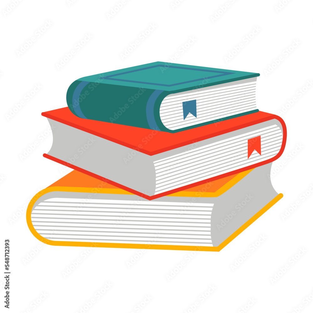 Closed stack of books. Vector illustration of stack of books, educational textbook from bookshelf isolated on white
