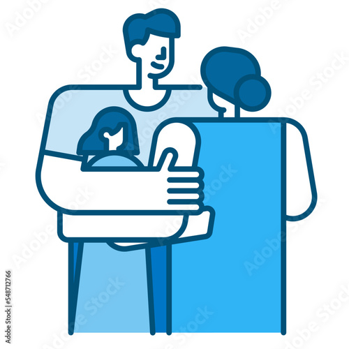 family blue line icon