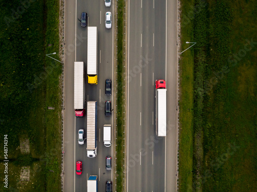 Trafic on A2 highway near Strykow in Poland