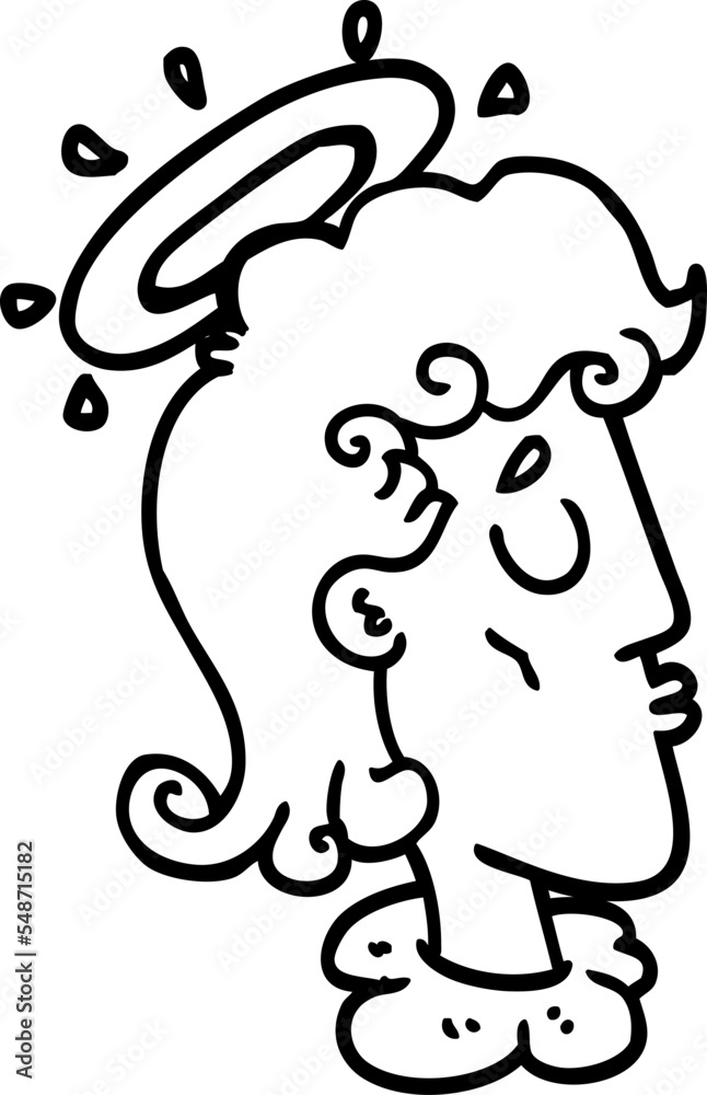 outline cartoon angel face Stock Vector | Adobe Stock