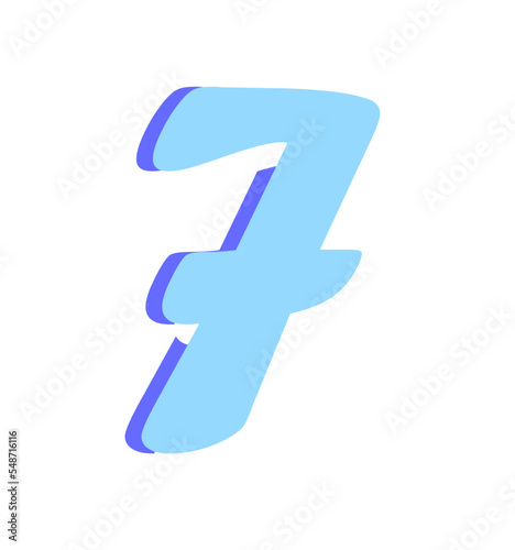 7 Number Blue Illustration