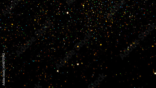 Abstract shiny gold particles on black background