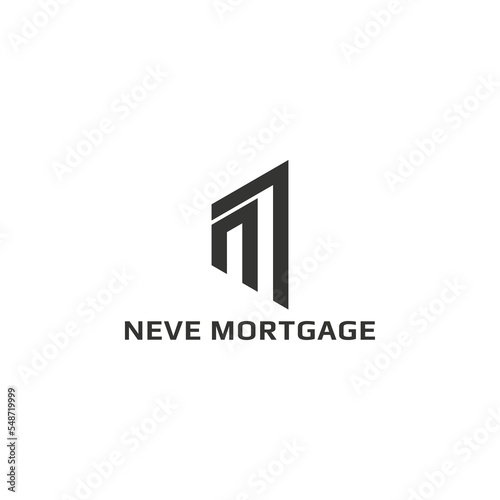 Abstract initial letter NM or MN logo in grey color isolated in white background applied for mortgage company logo also suitable for the brands or companies have initial name MN or NM.