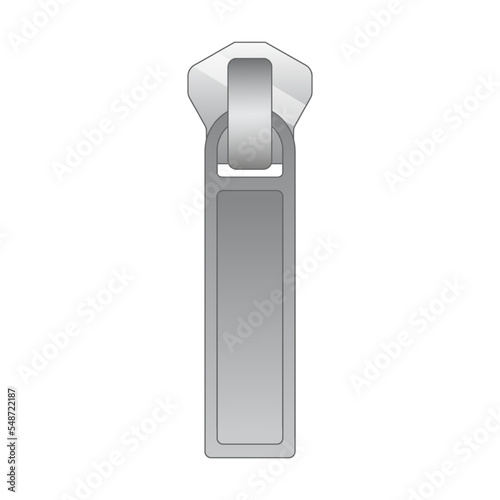 zipper puller vector illustration. Vintage or modern metal or leather zipper pull for backpack, sportswear photo