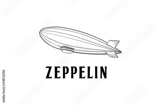 Vintage Retro Old Zeppelin Plane Logo Design Vector