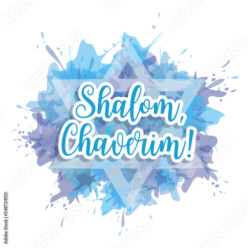 hello friends Jewish vector greeting banner, postcard
