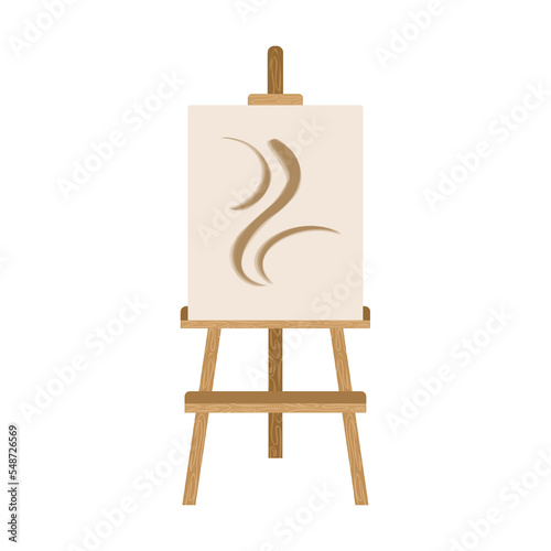 teaching easel for drawing, Different art supplies vector illustration. Tools and equipment for painting and drawing