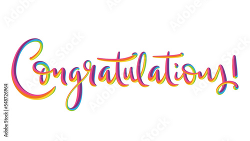 CONGRATULATIONS! colorful brush lettering on transparent background photo