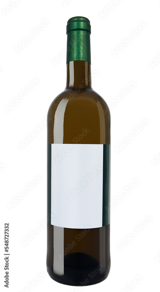 White wine bottle isolated with blank label. White wine bottle isolated with blank label.