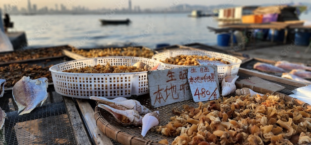 Dried seafood close up mood lifestyle chill sunset