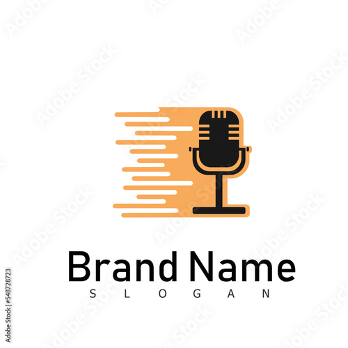 microphone podcast talk icon logo vector illustration design