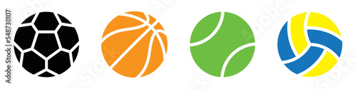 Sport balls icon. Ball icons. Balls for football, basketball, tennis and volleyball icon, vector illustration