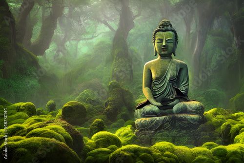 Digital Illustration Buddha Garden