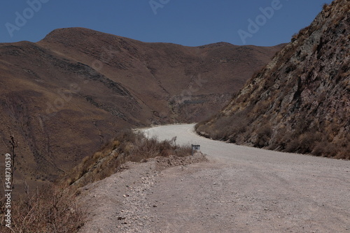 Famous and mythical route 40 in Argentina in one of its most dangerous sections, from Cachi to Cafayate.