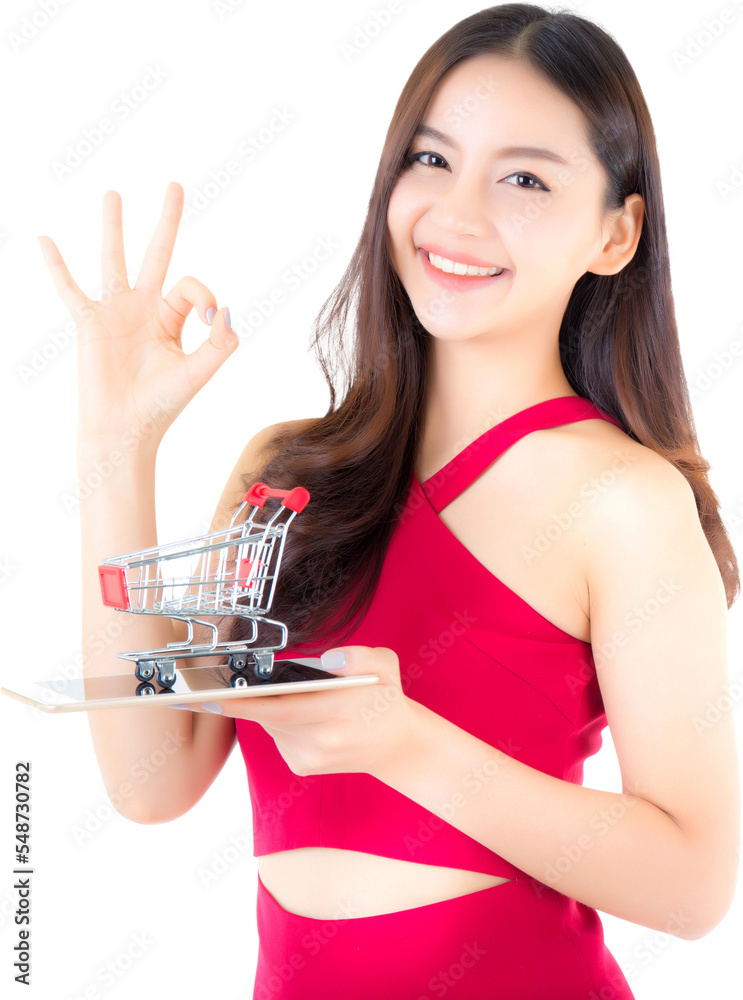 Portrait young woman shopping online transparent file. Portrait young woman shopping online transparent file.