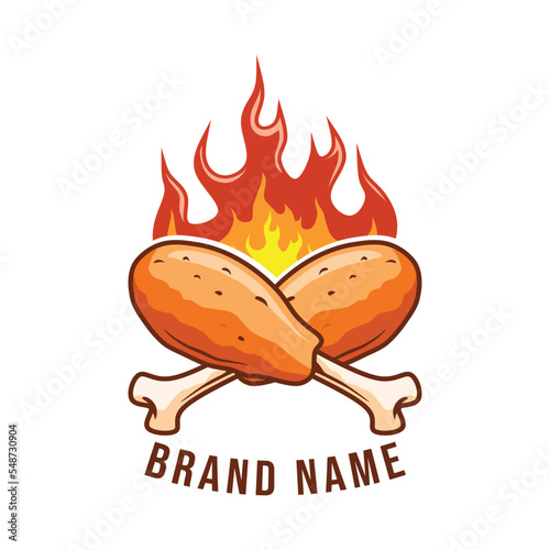 spicy fried chicken logo concept