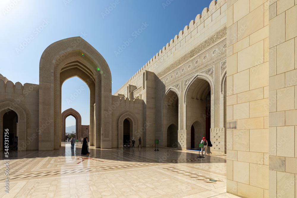 Sultan Qaboos Grand Mosque, Muscat, Oman. Arabian Peninsula. 