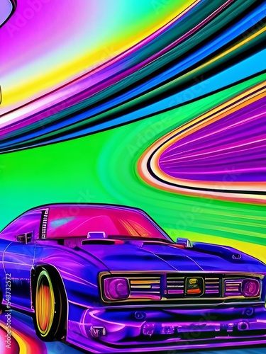 motorsport car racing  painting in many colors. © Ulrich