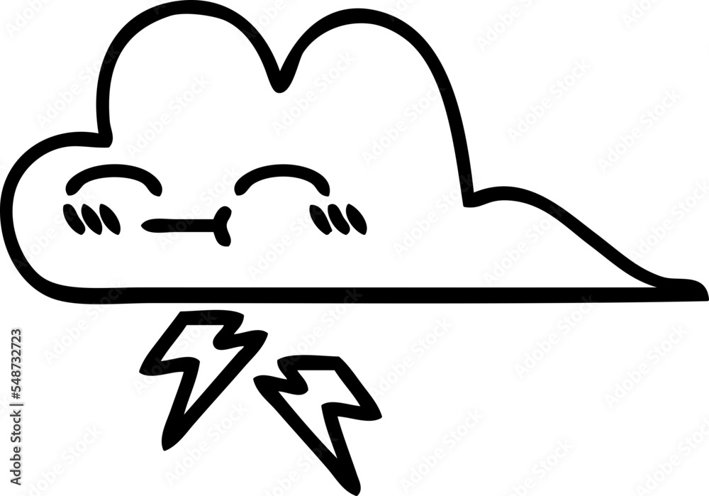 outline cartoon of a storm cloud Stock Vector | Adobe Stock