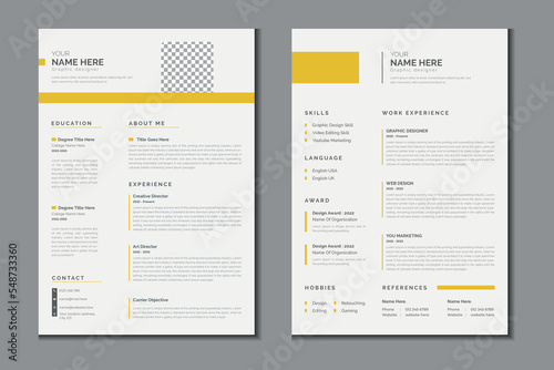 Double pages resume or cv template design 