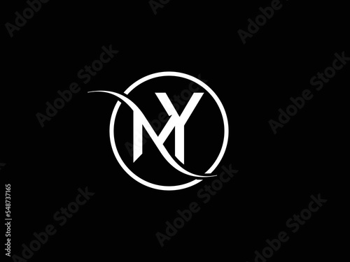 Creative my, ym, initial monogram white vector logo template	